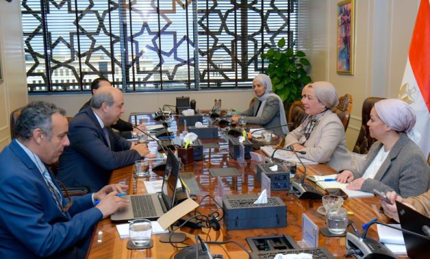 Egyptian Minister of Environment Yasmine Fouad met with Minister of Civil Aviation Sameh El-Hefny- press photo