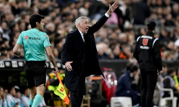 Real Madrid coach Carlo Ancelotti reacts during the match REUTERS/Pablo Morano