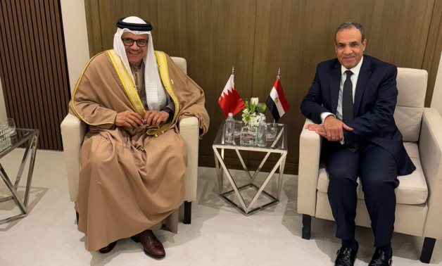 Egypt's Foreign Minister Badr Abdelatty and his Bahraini counterpart, Abdullatif bin Rashid Alzayani, meet in Riyadh, January 12, 2025 - Egypt's MFA