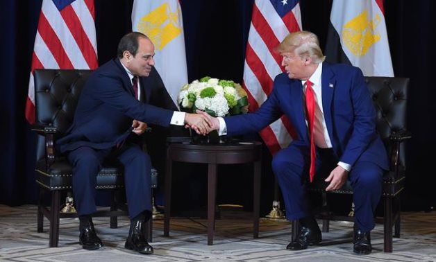 FILE - President Abdel Fattah El-Sisi meets with US President Donald Trump in New York, September 2019 – Egyptian Presidency 