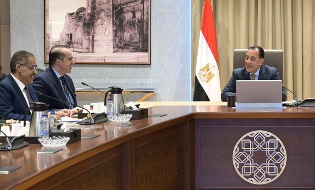 Egypt's PM Mostafa Madbouly meets with Parliamentary and Legal Affairs Minister Mahmoud Fawzy and SIS Head Diaa Rashwan - Cabinet