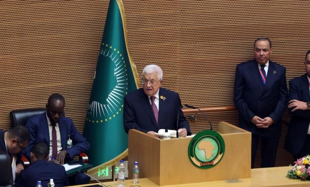 Palestinian President Mahmoud Abbas speaks during the 38th African Union Summit in Addis Ababa, 15 February 2025 – Thair Ghanaim/WAFA