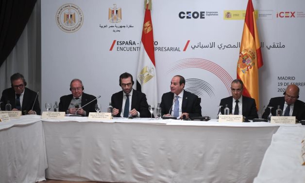 Egypt's President Abdel Fattah El-Sisi meets with representatives of Spanish companies in Madrid, 19 February 2025 - Presidency