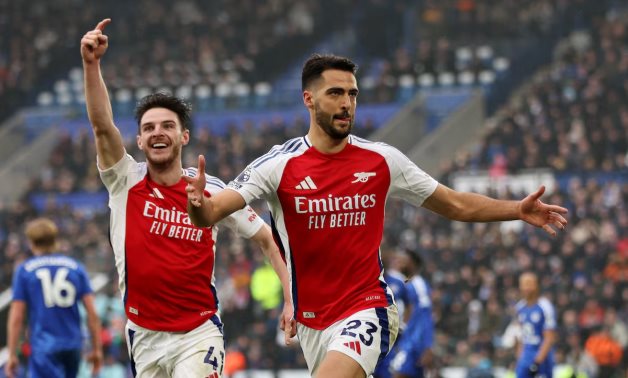 Arsenal's Mikel Merino celebrates scoring their first goal with Declan Rice REUTERS/Chris Radburn/File Photo