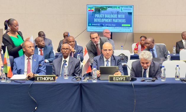 Egyptian Minister of Water Resources and Irrigation Hani Sewilam during the extraordinary ministerial meeting (Nile-COM) of the Nile Basin Initiative (NBI) held on February 21, 2025 in Addis Ababa, Ethiopia.