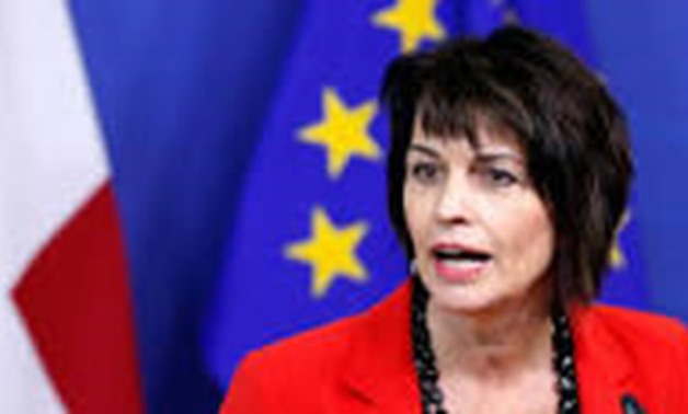 FILE PHOTO: Swiss President Doris Leuthard holds a news conference after meeting European Commission President Jean-Claude Juncker at the EU Commission headquarters in Brussels, Belgium, April 6, 2017. REUTERS/Francois Lenoir
