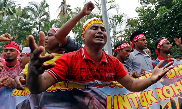 Rohingyas living in Malaysia protest against the treatment of Myanmar's Rohingya Muslims near the Myanmar embassy in Kuala Lumpur, Malaysia September 8, 2017. REUTERS/Lai Seng Sin