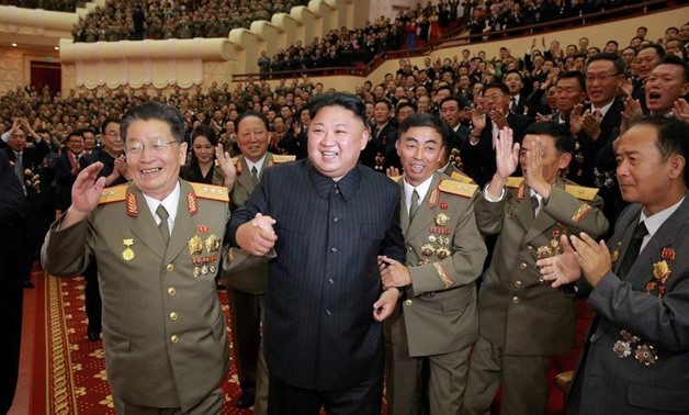 North Korean leader Kim Jong Un reacts during a celebration for nuclear scientists and engineers who contributed to a hydrogen bomb test, in this undated photo released by North Korea's Korean Central News Agency (KCNA) in Pyongyang on September 10, 2017.