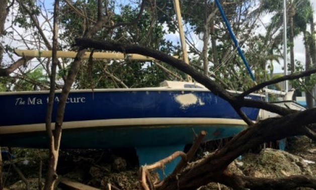  A boat is beached after the passage of Hurricane Irma in Florida but damage from the massive storm was not as bad as initially feared, which may have spared the state's insurance companies a devastating blow