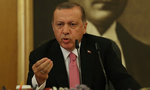 Turkish President Tayyip Erdogan speaks during a news conference at Ataturk International Airport in Istanbul, Turkey September 8, 2017. REUTERS/Osman Orsal