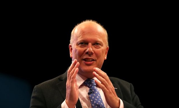 Britain's Secretary of State for Transport Chris Grayling speaks at the Conservative Party's conference in Manchester, Britain October 2, 2017. REUTERS/Hannah McKay