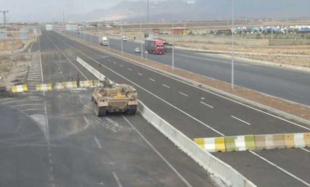 An armoured vehicle is seen near the border compound at the Habur Border Gate between Turkey and Iraq in this still image taken from video, October 31, 2017 - REUTERS TV/ via REUTERS