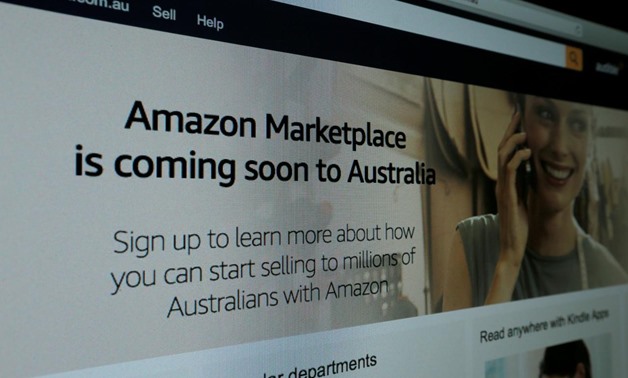 A web page featuring Amazon's Australian URL is pictured in this photo illustration in a Sydney office, Australia, April 20, 2017. REUTERS/Jason Reed/Illustration Photo
