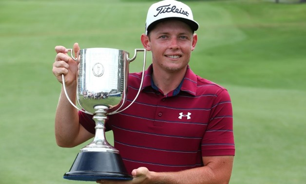 Cameron Smith of Australia poses with the Kirkwood Cup following his victory in the Australian PGA Championship
