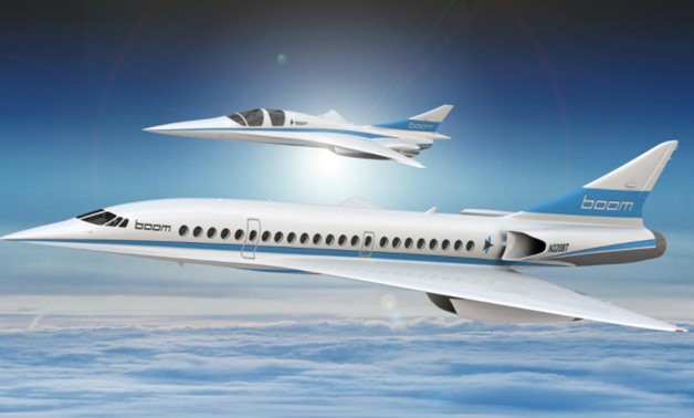 An artist's impression shows Boom's 55-seat supersonic aircraft (below) and Boom's XB-1 supersonic demonstrator in this undated handout obtained by Reuters December 4, 2017 - REUTERS/Boom Supersonic Handout via REUTERS