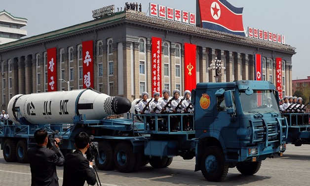 A North Korean navy truck carries ballistic missile - Reuters