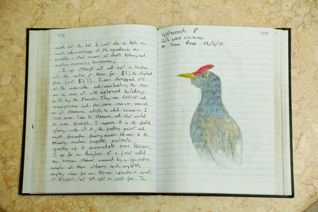 The author's notebooks, where he keeps a travel journal and makes sketches of the wildlife he encounters. (Photo by Hayssam Samir)