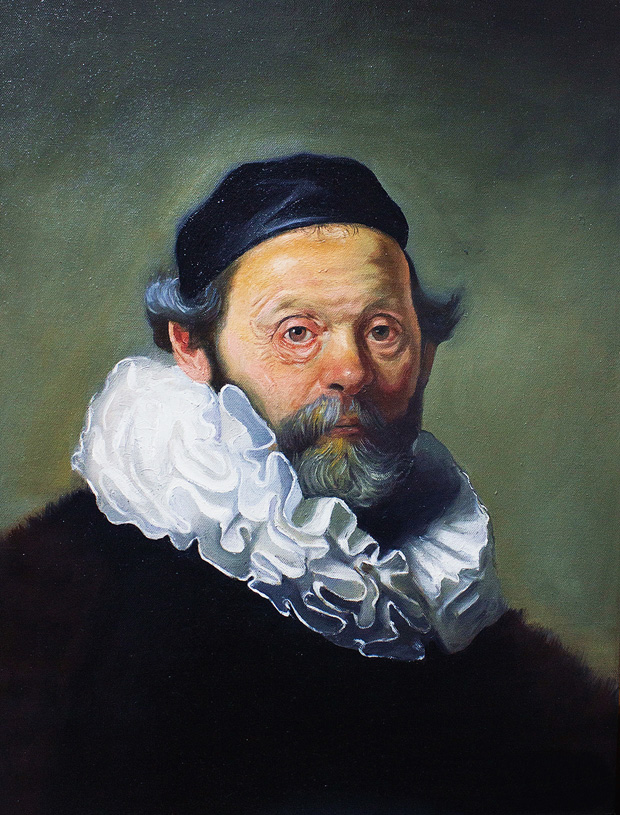 16. By Eslam Bakr, “Rembrandt,” oil painting.