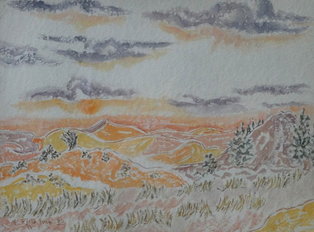 Landscape, watercolor, 30x39cm, 1980 