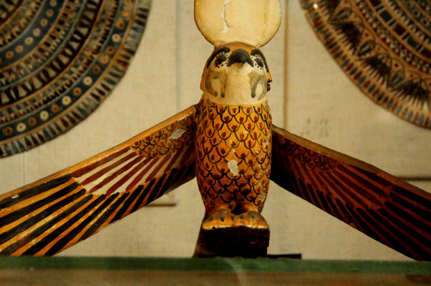 The Saqqara Bird Statue, a falcon-shaped bird from the Late New Kingdom.
