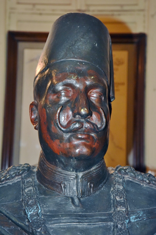 A bust of King Fouad, who was an enthusiastic stamp collector, greets visitors at the museum. 