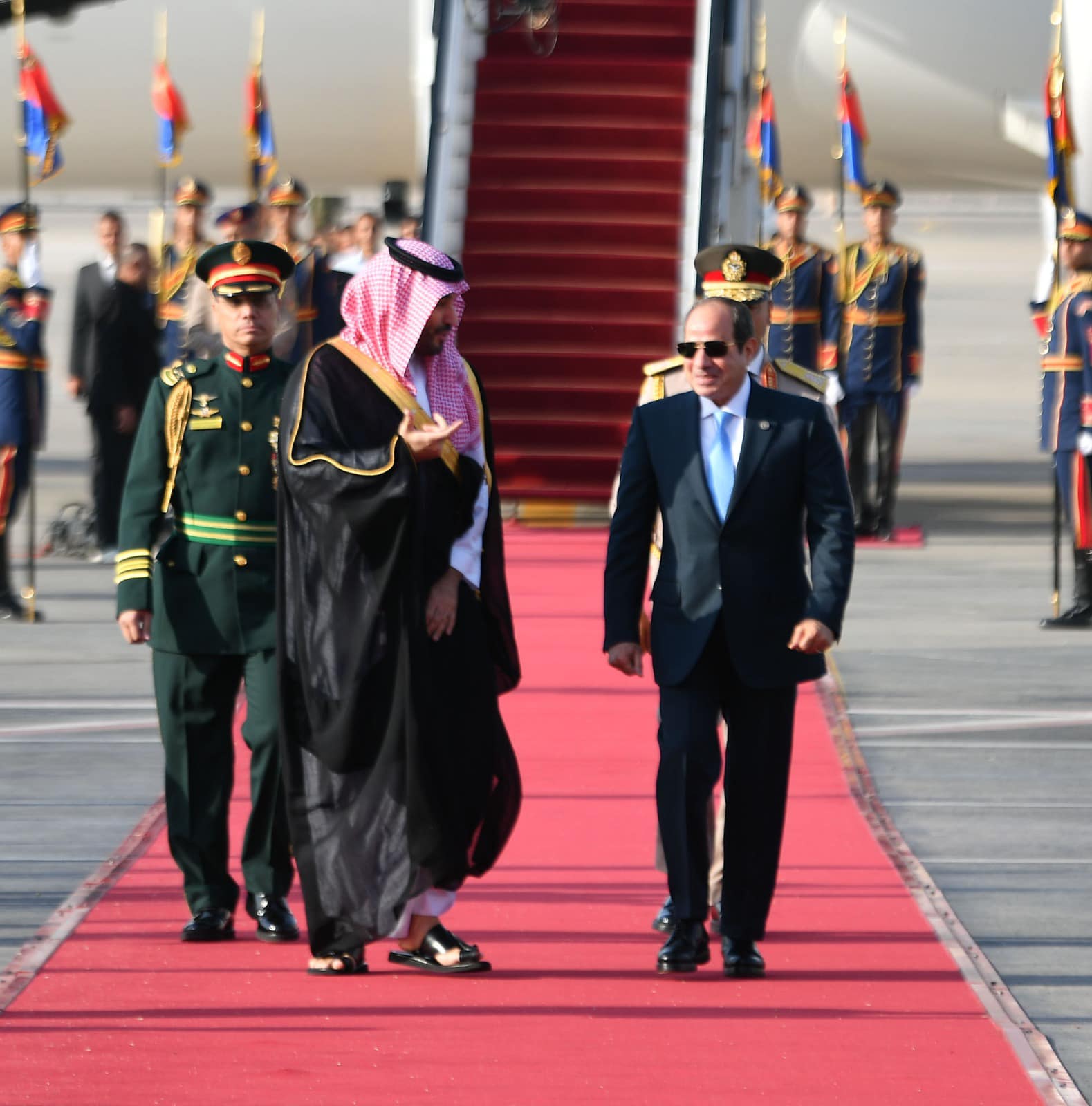 Egyptian President Abdel Fattah El-Sisi receives Saudi Arabia’s Crown Prince Mohammed bin Salman bin Abdulaziz in Cairo, 15 October 2024 5 – Egyptian Presidency