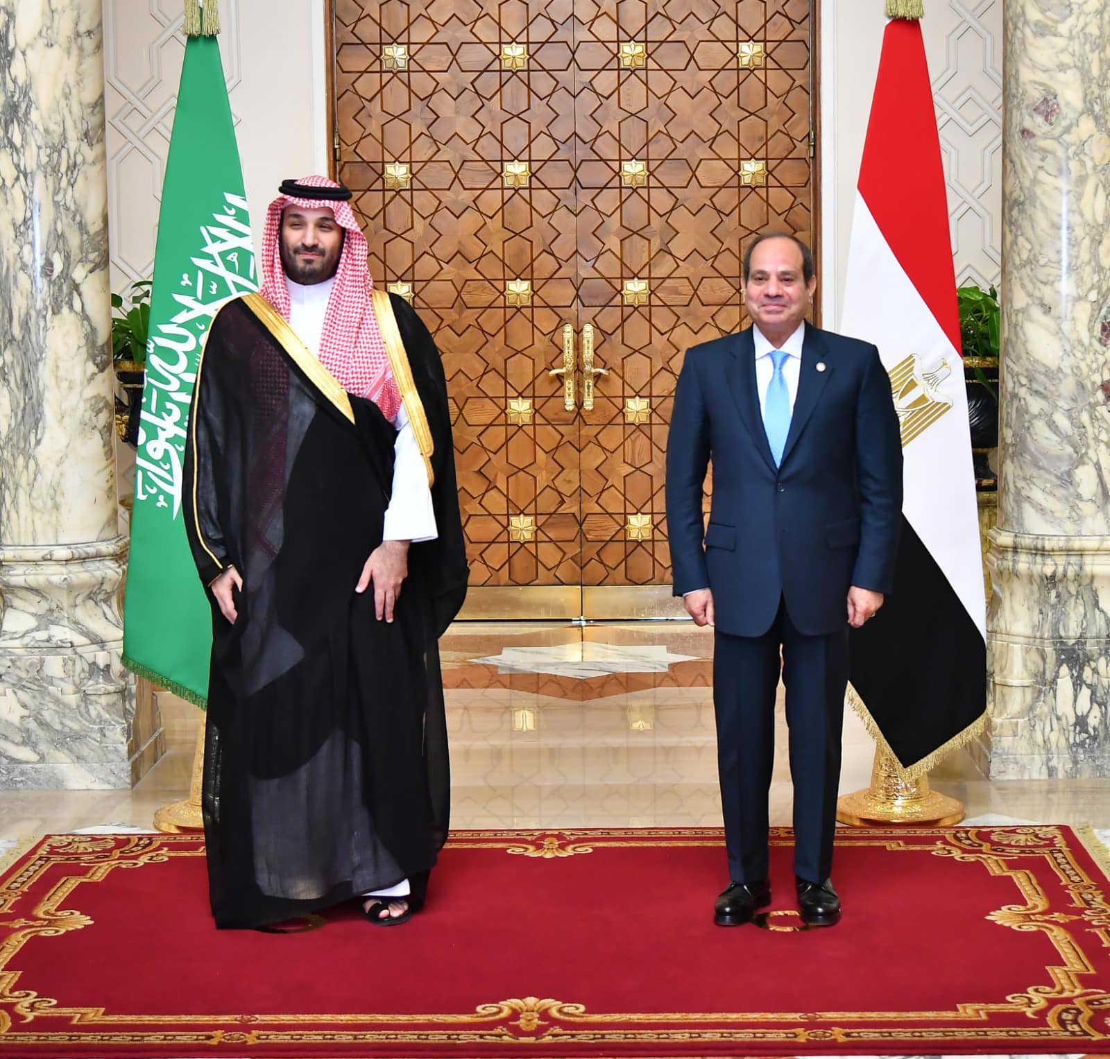 Egyptian President Abdel Fattah El-Sisi receives Saudi Arabia’s Crown Prince Mohammed bin Salman bin Abdulaziz in Cairo, 15 October 2024 1 – Egyptian Presidency