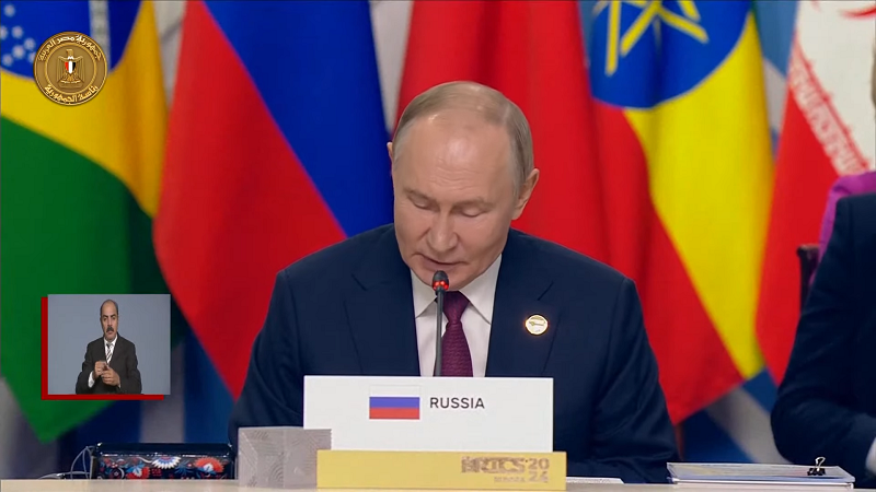 Putin speaks during the BRICS Summit in Kazan