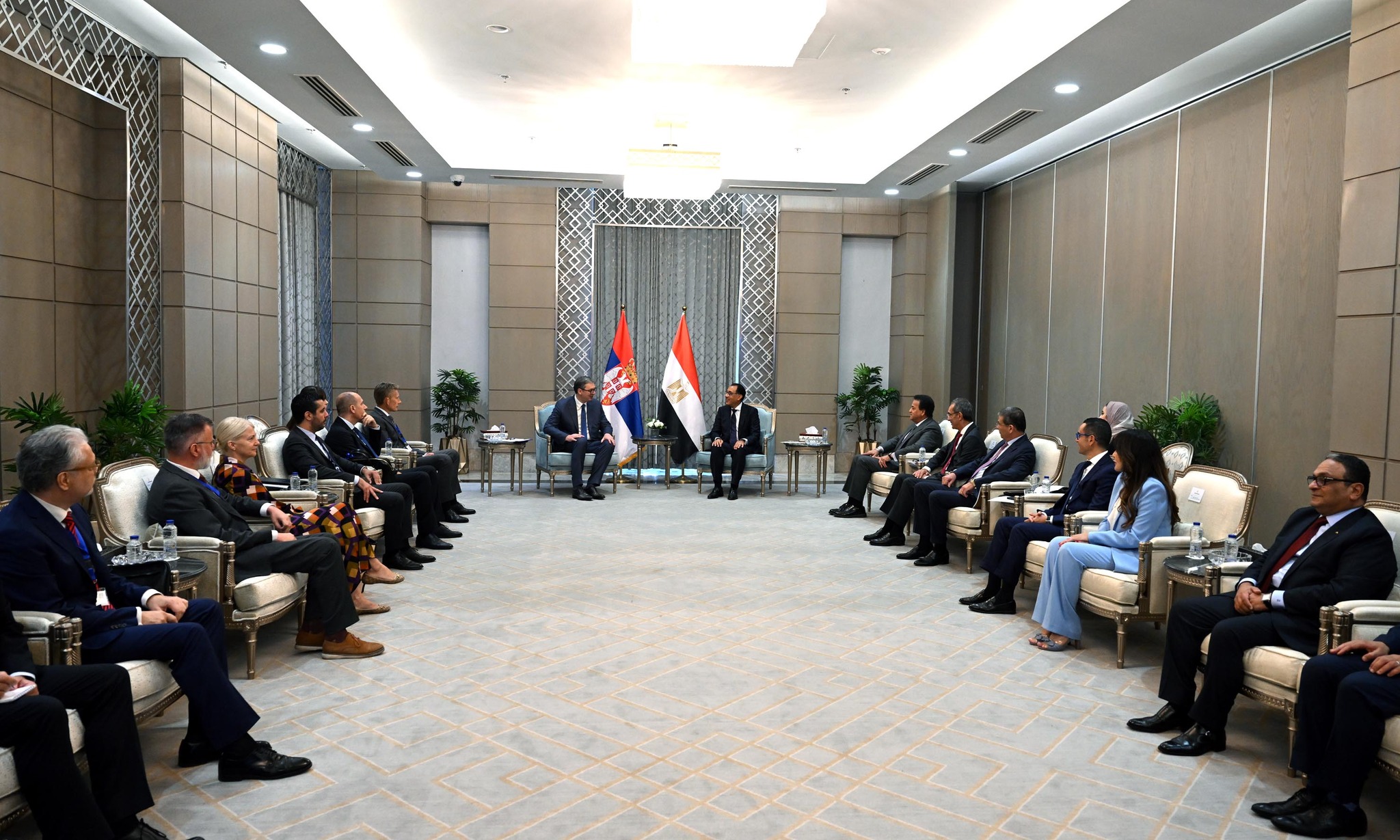 Serbian president meeting with Egyptian PM